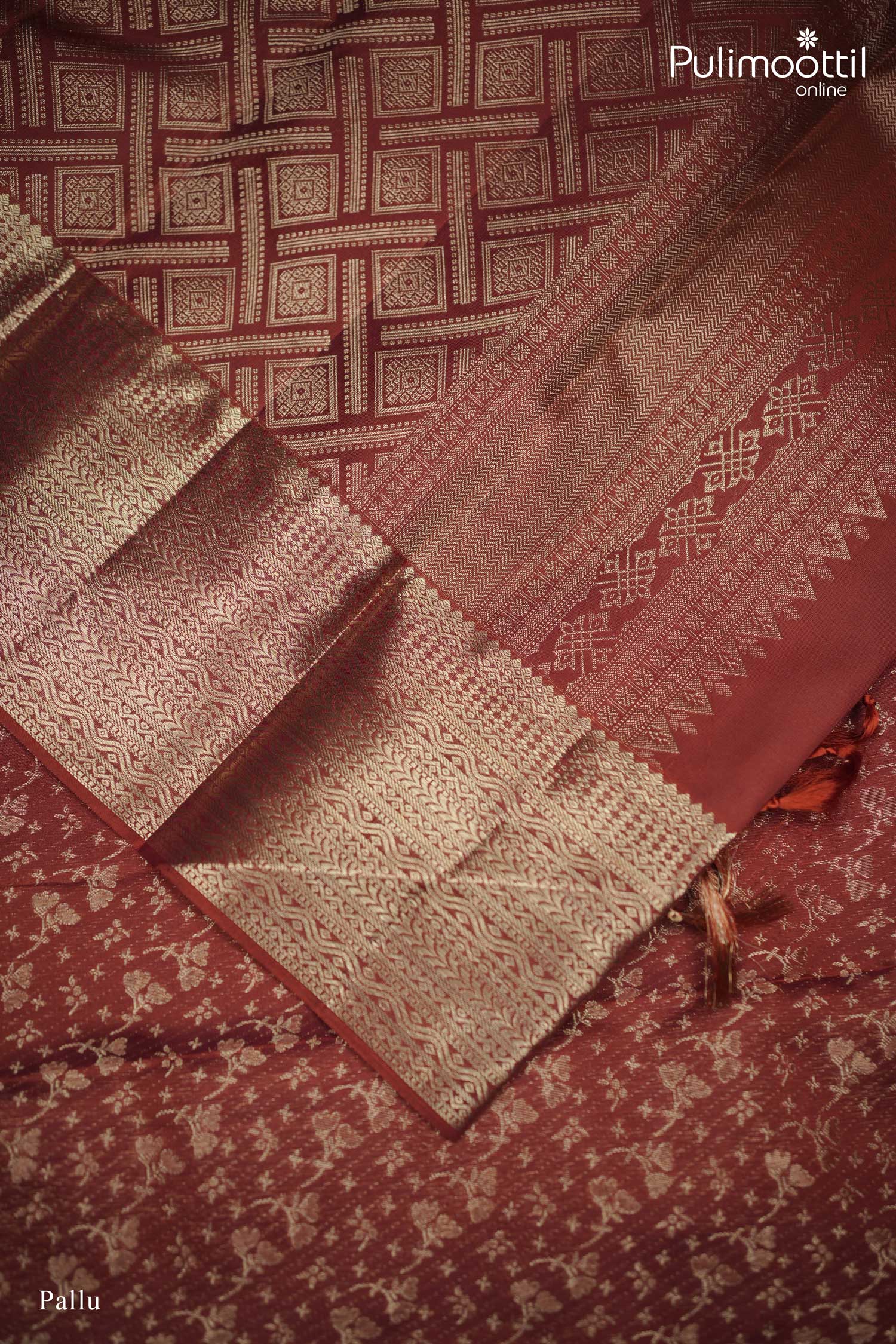 Burned Orange Colour Kanchipuram Saree.