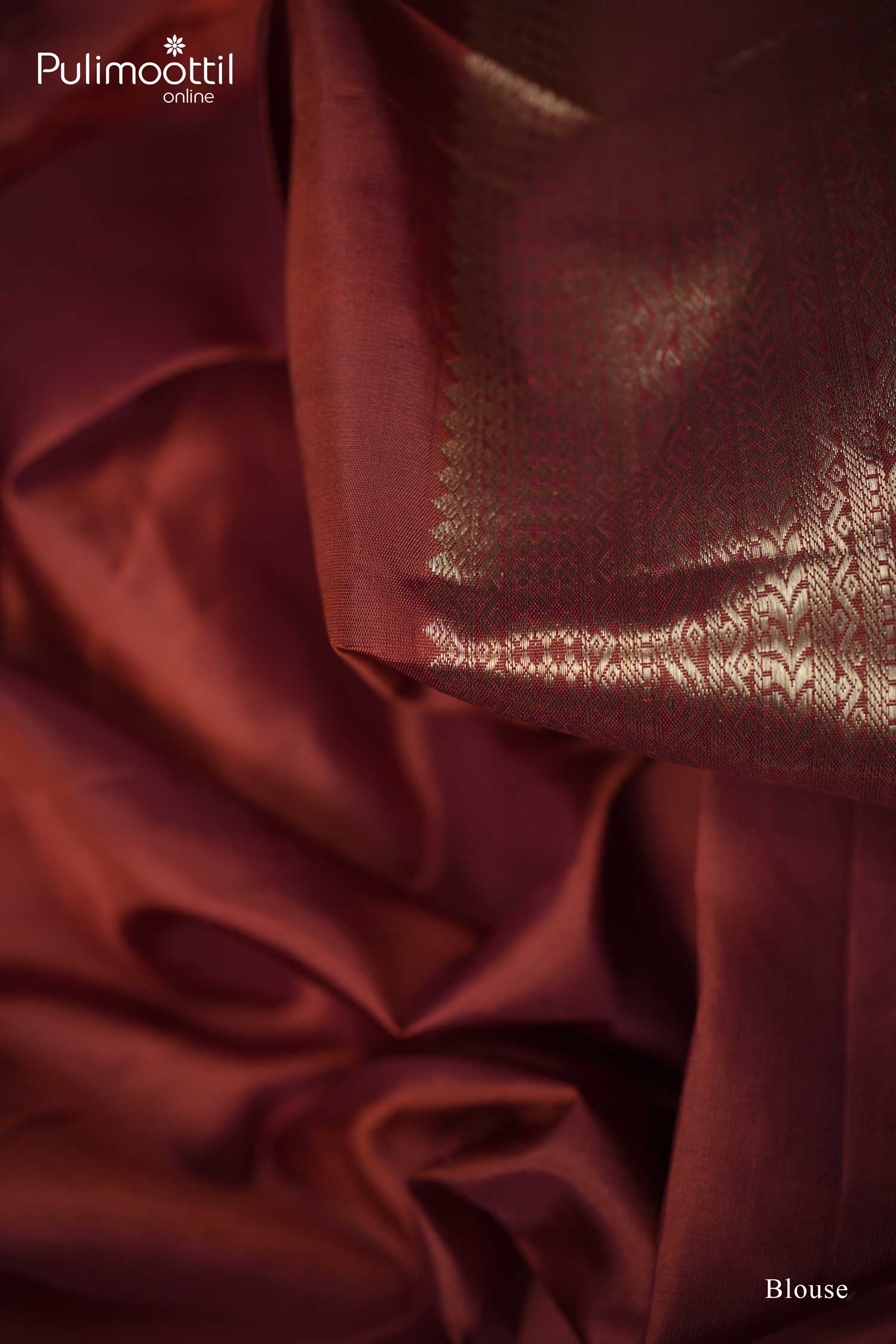 Burned Orange Colour Kanchipuram Saree.
