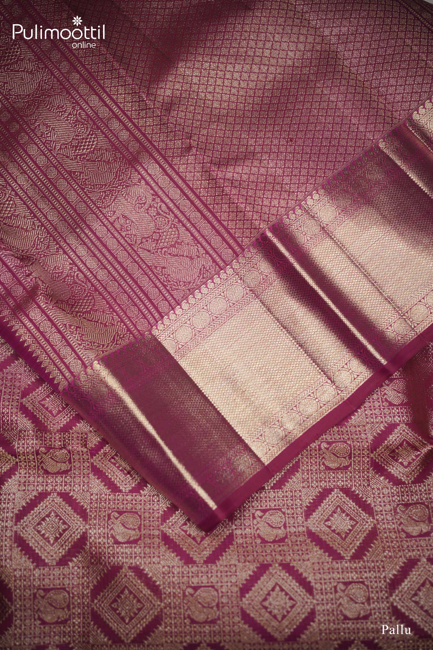 Light Wine Shade Kanchipuram Saree