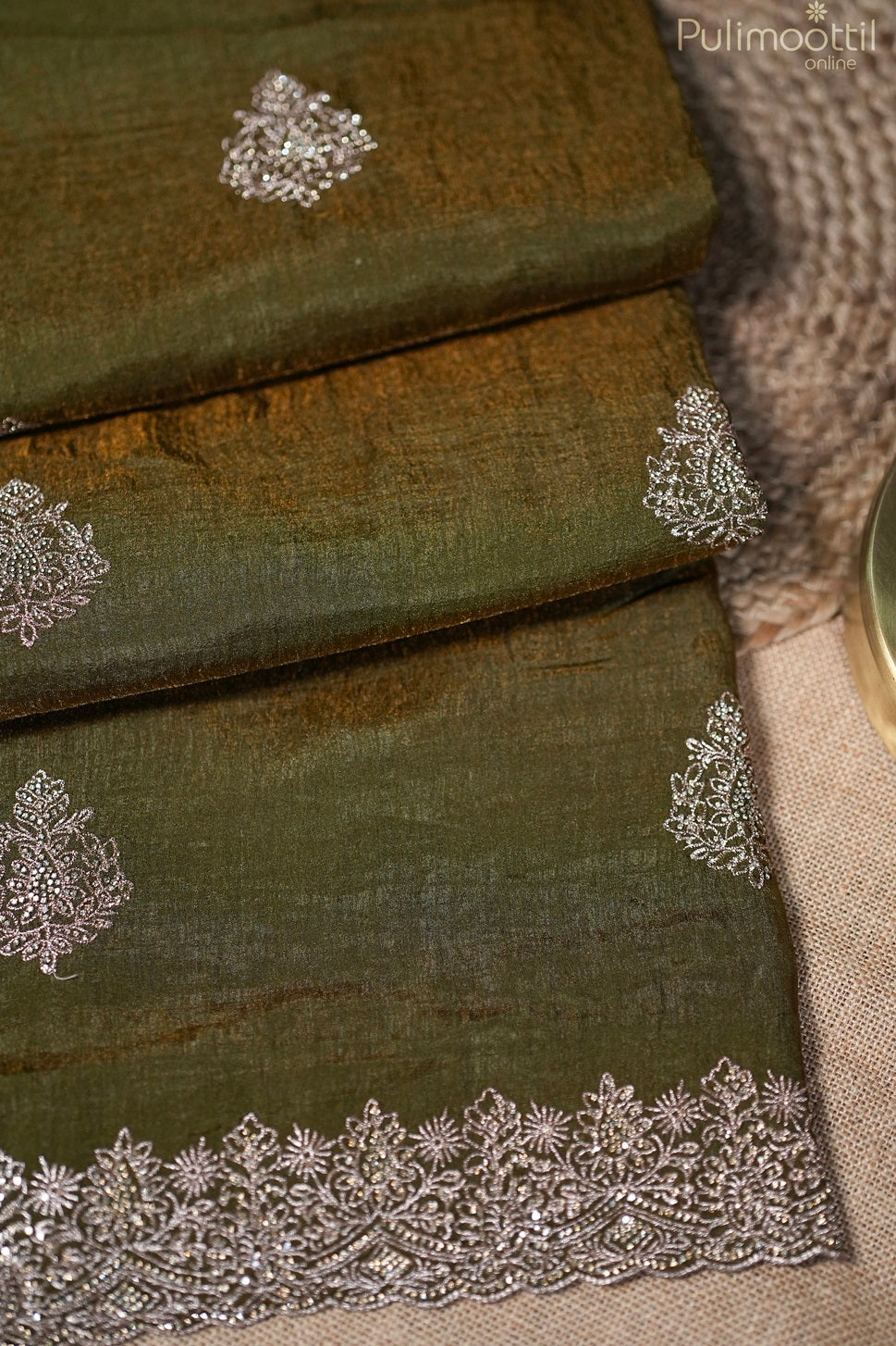 Olive Brown Colour Fancy Sareee