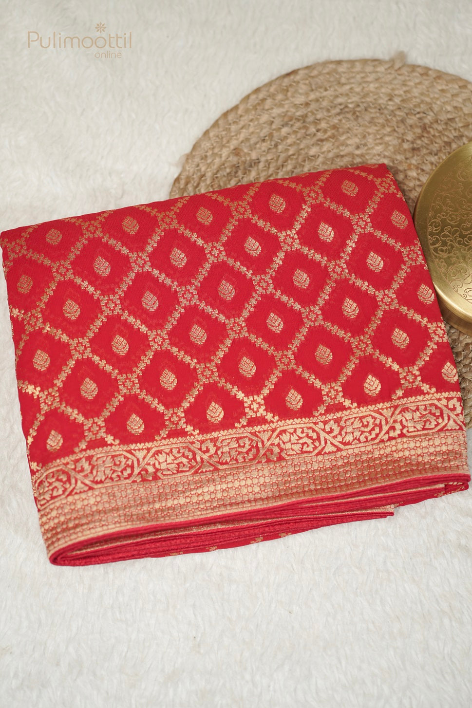 Chilly Red Colour Banarasi Silk Saree.