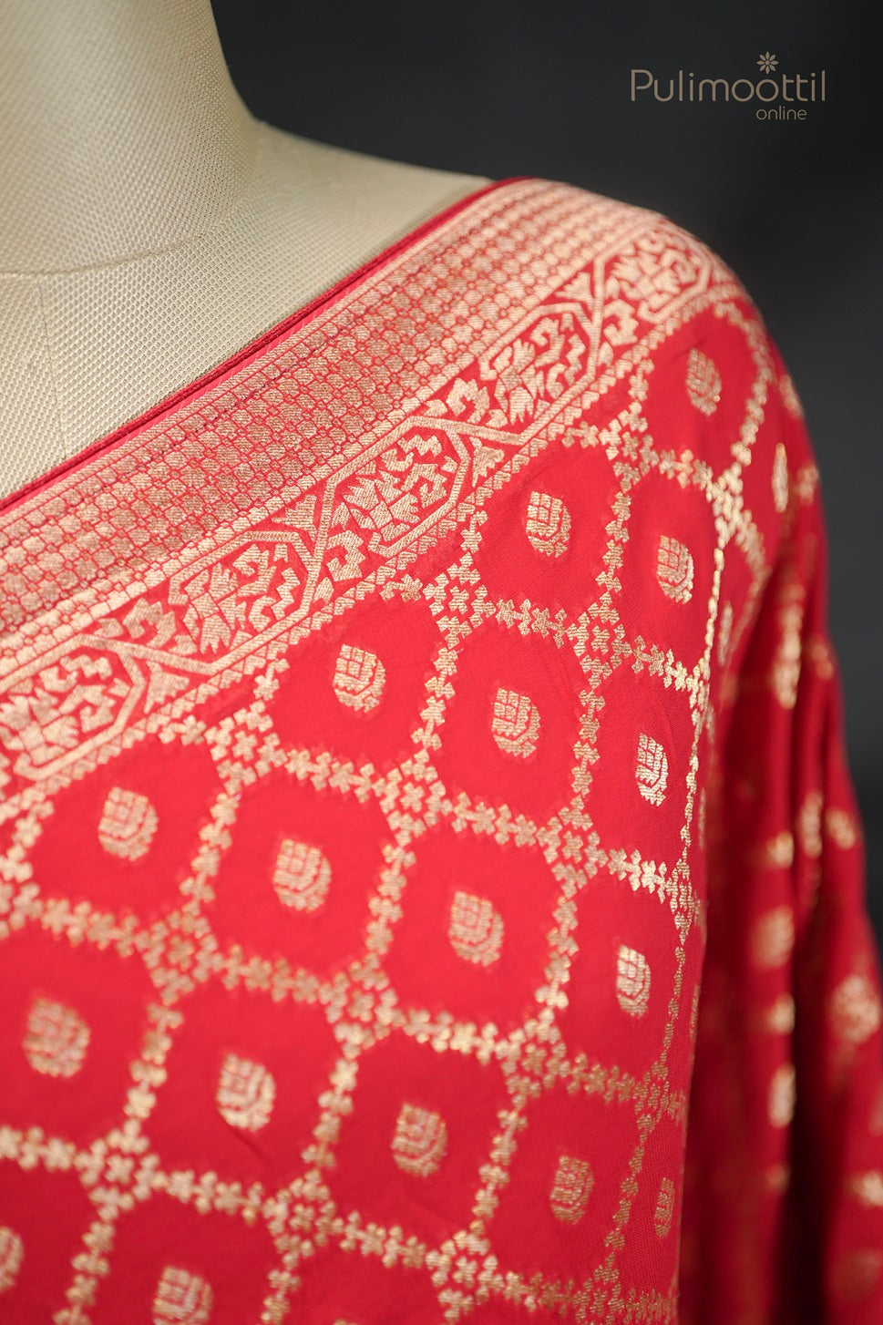 Chilly Red Colour Banarasi Silk Saree.