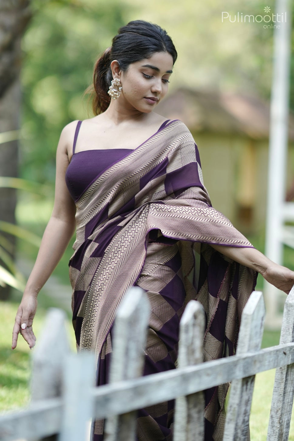 Dark Purple Colour Georgette Banarasi Saree