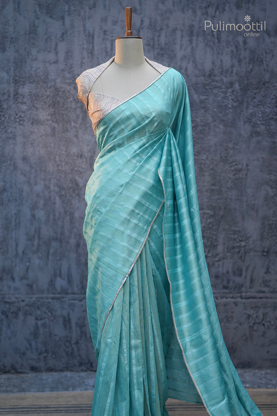 Light Sky Blue Colour Fancy Saree
