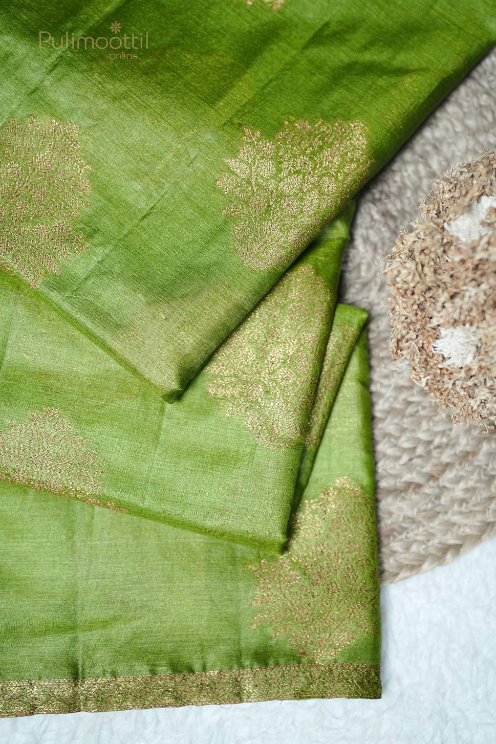 Light Green Colour Tussar Silk Saree