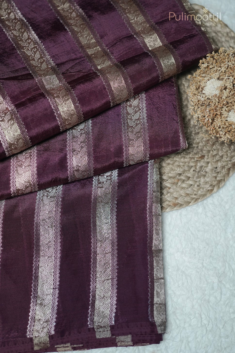 Dark Maroon Colour Chiniya Saree