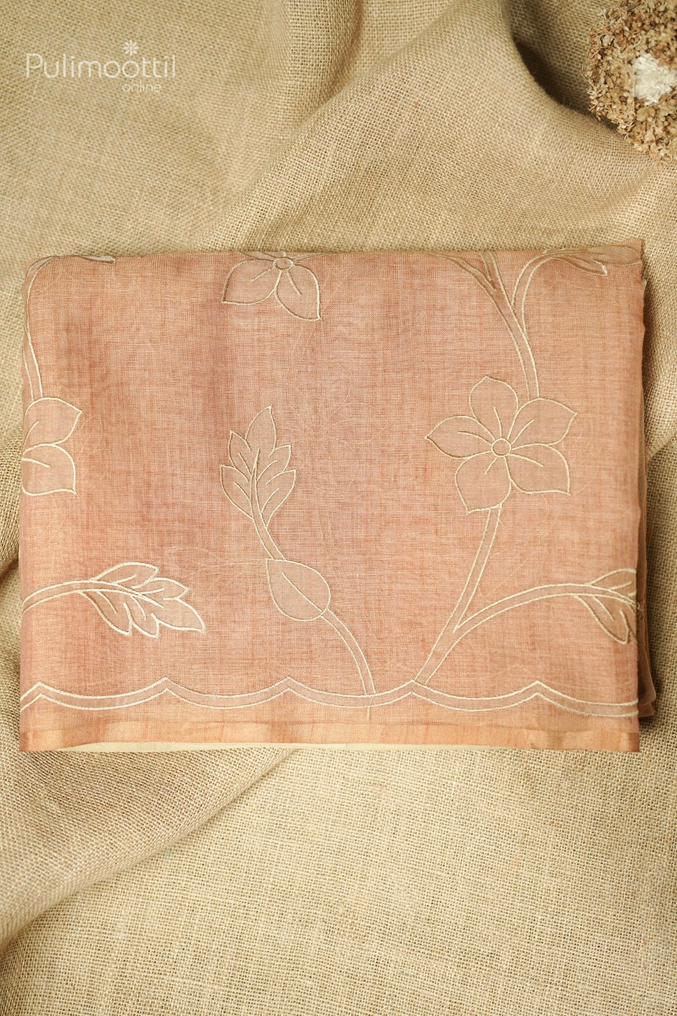 Double Shaded Appliqué Work Linen Fancy Saree