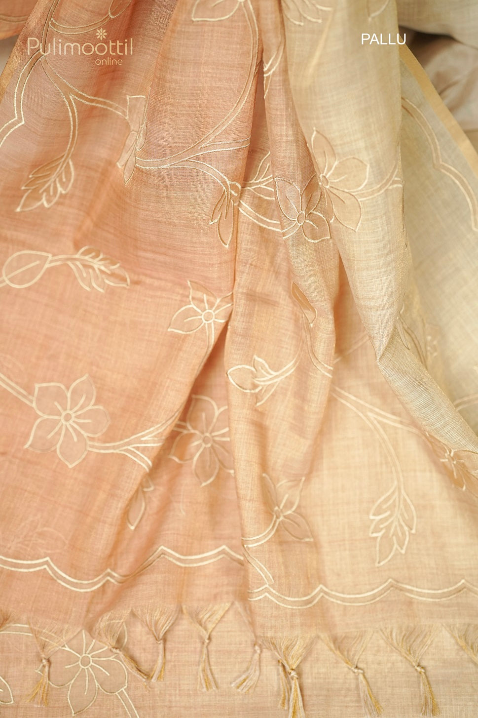 Double Shaded Appliqué Work Linen Fancy Saree