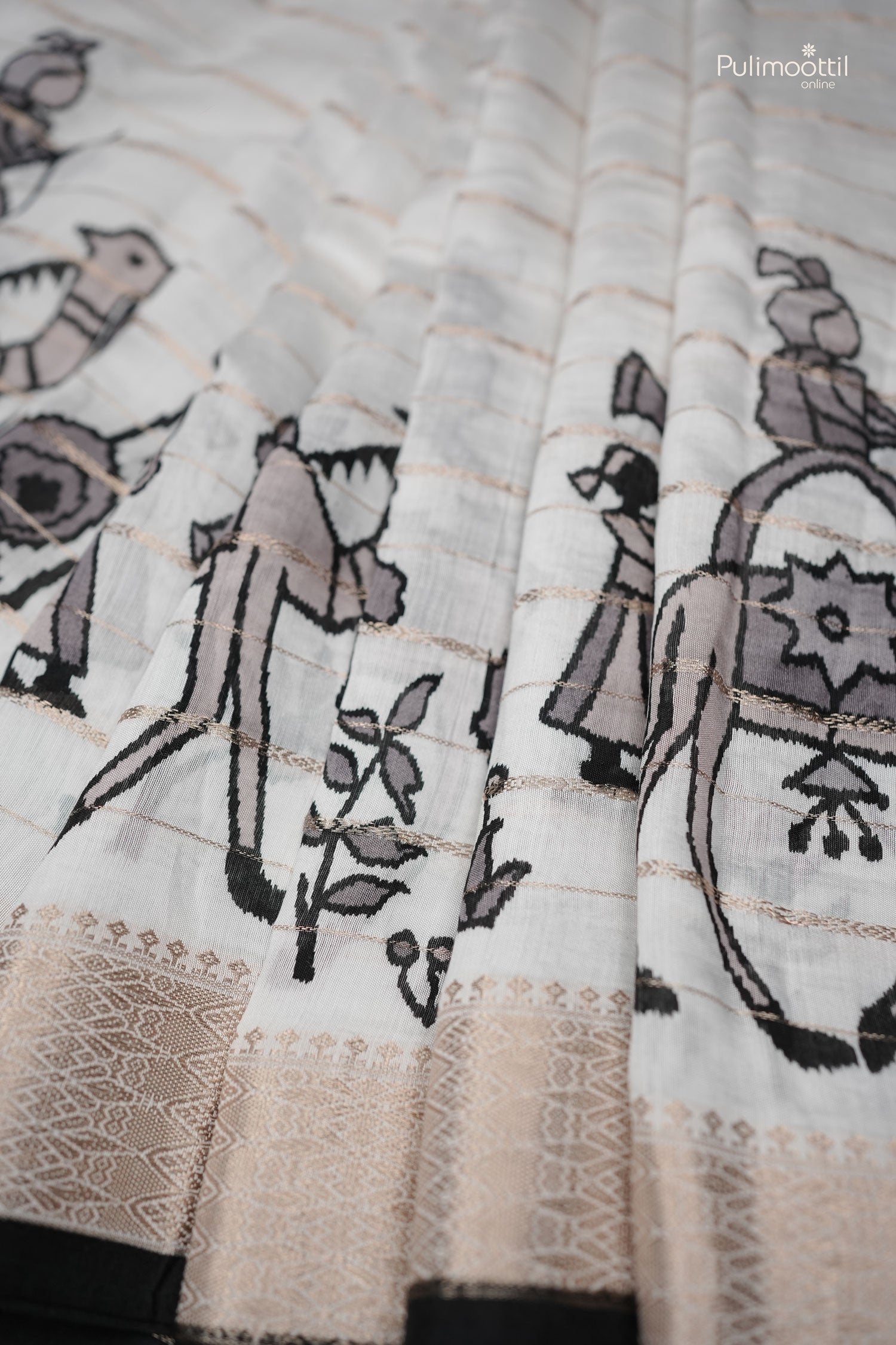 White color Chanderi silk saree