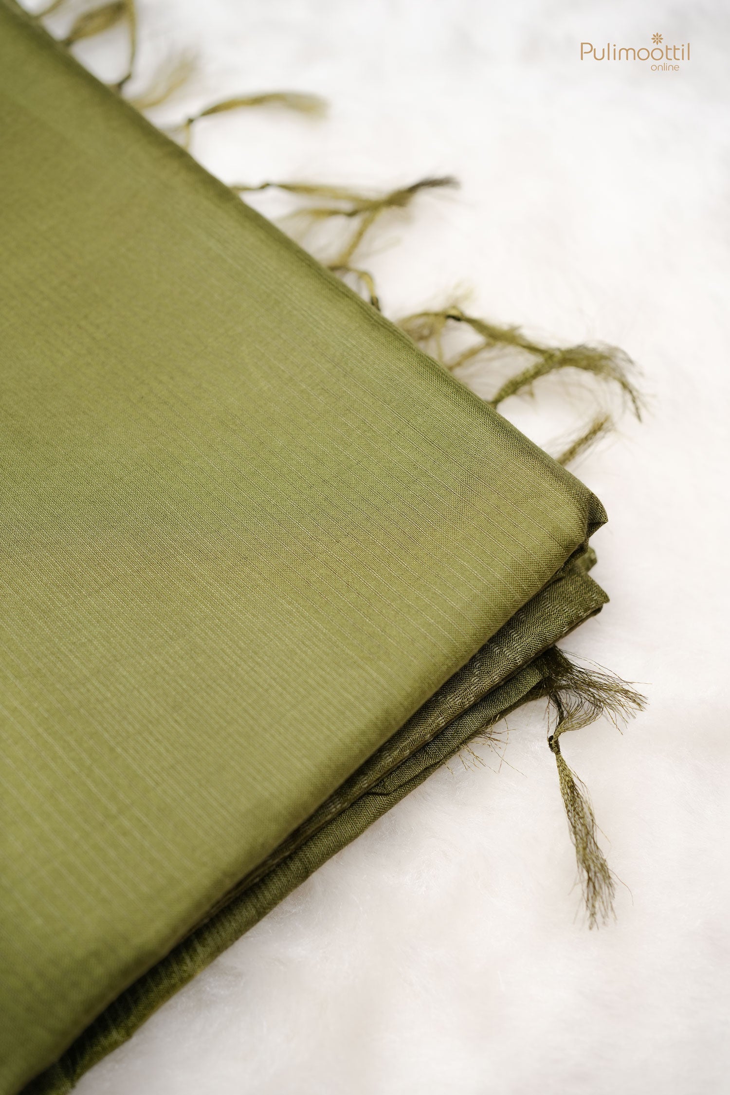 Olive Green color Semi Tussar silk saree