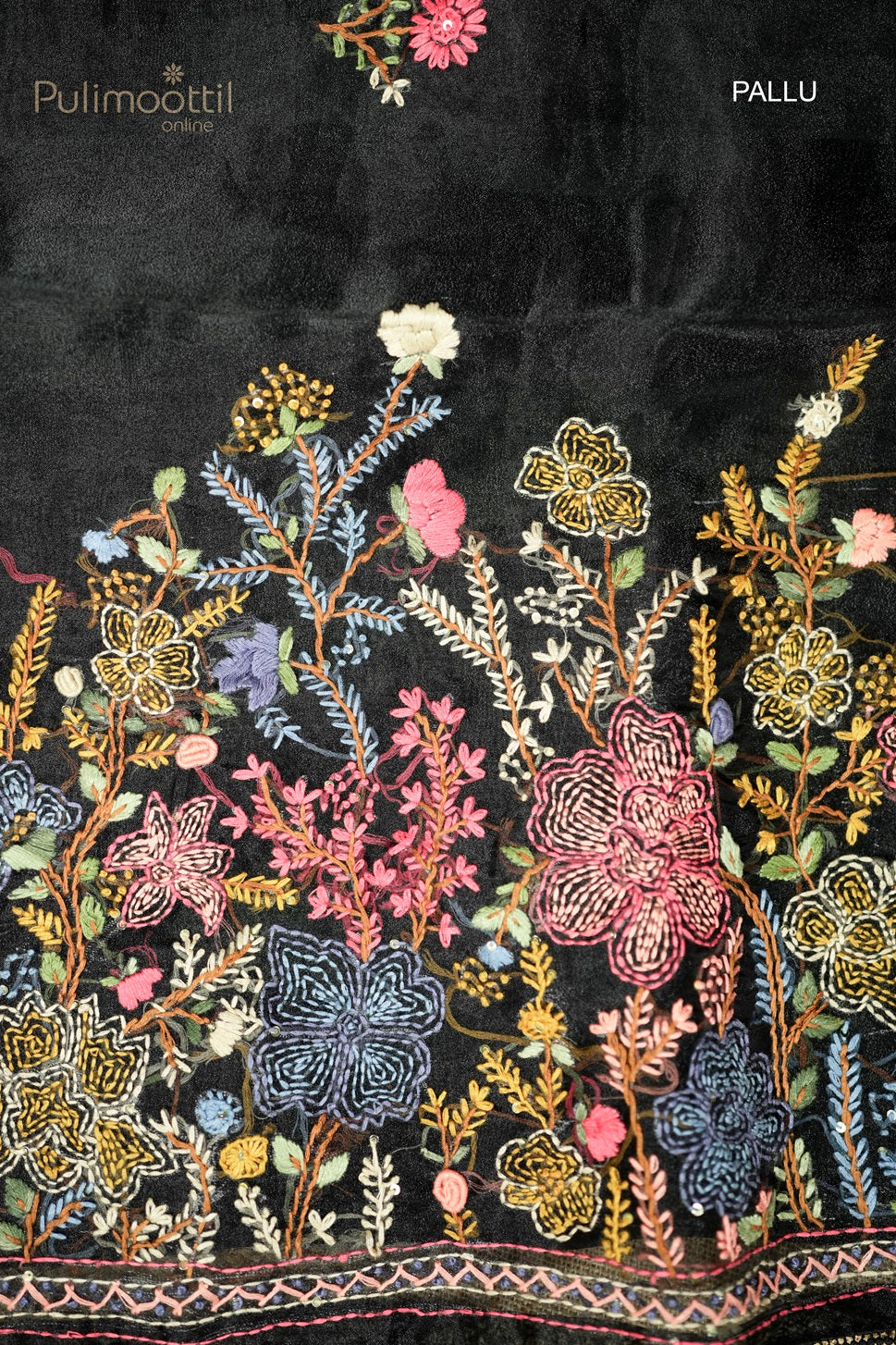 Black Colour Hand Embroidery Fancy Saree