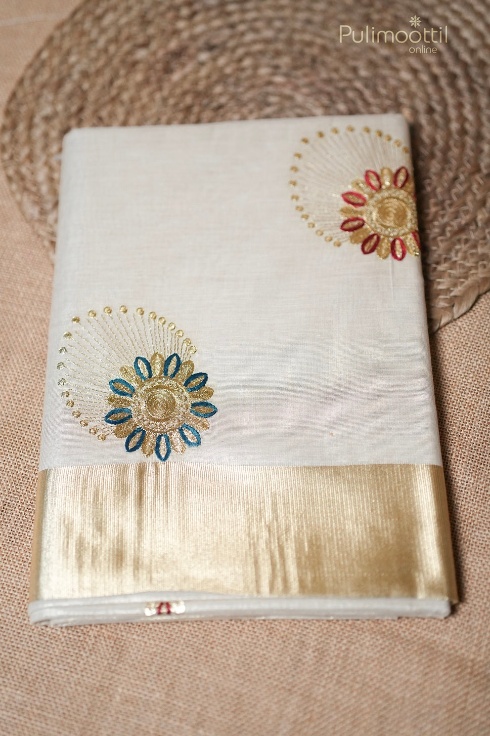 Kerala Traditional Light Golden Tissue Set Saree