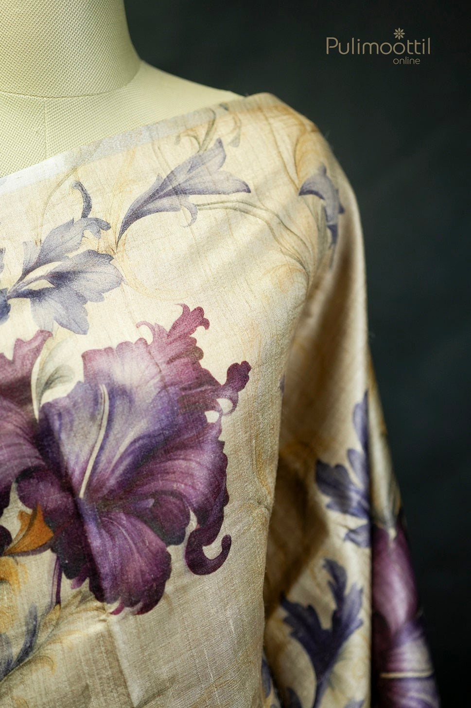 Pastel Chikoo Shade Tussar Silk Saree