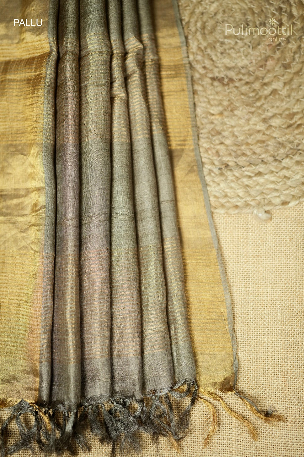 Grey Colour Tussar Silk Saree