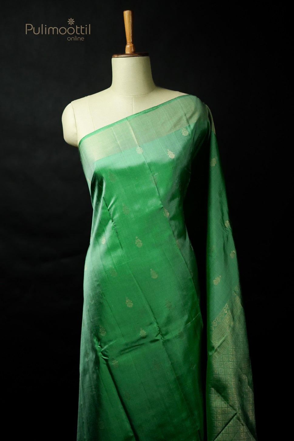 Medium Sea Green Kanchipuram Soft Silk Saree