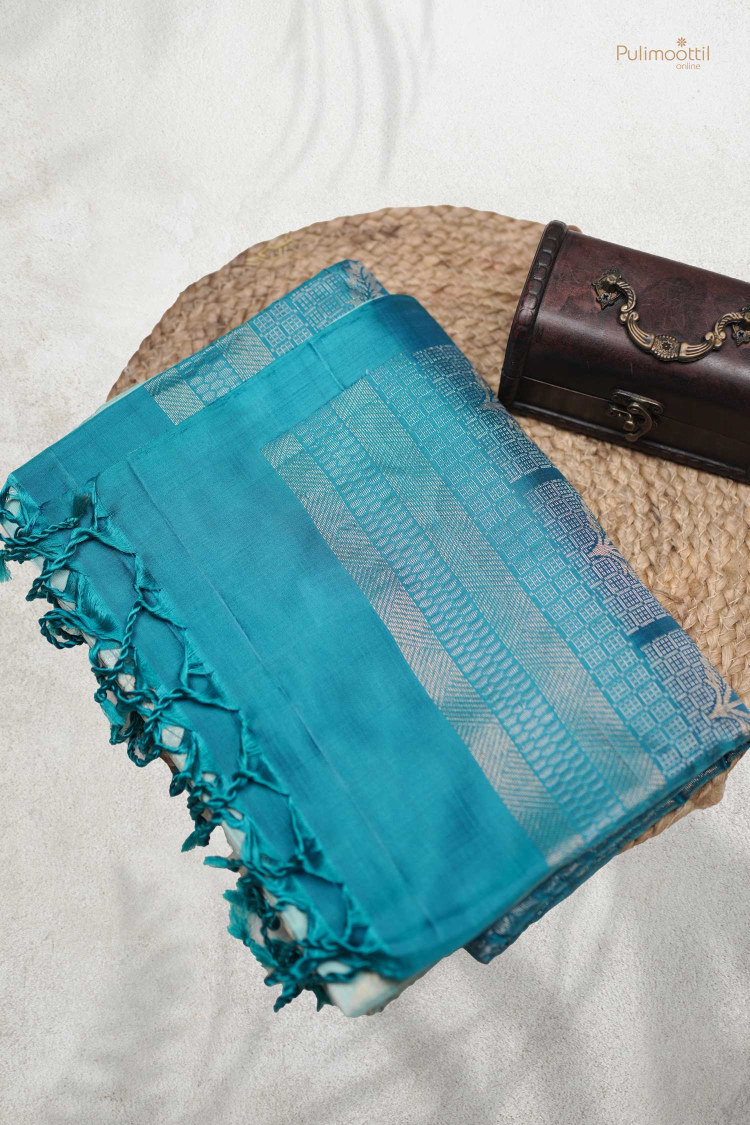 Sea Blue Soft Silk Saree.