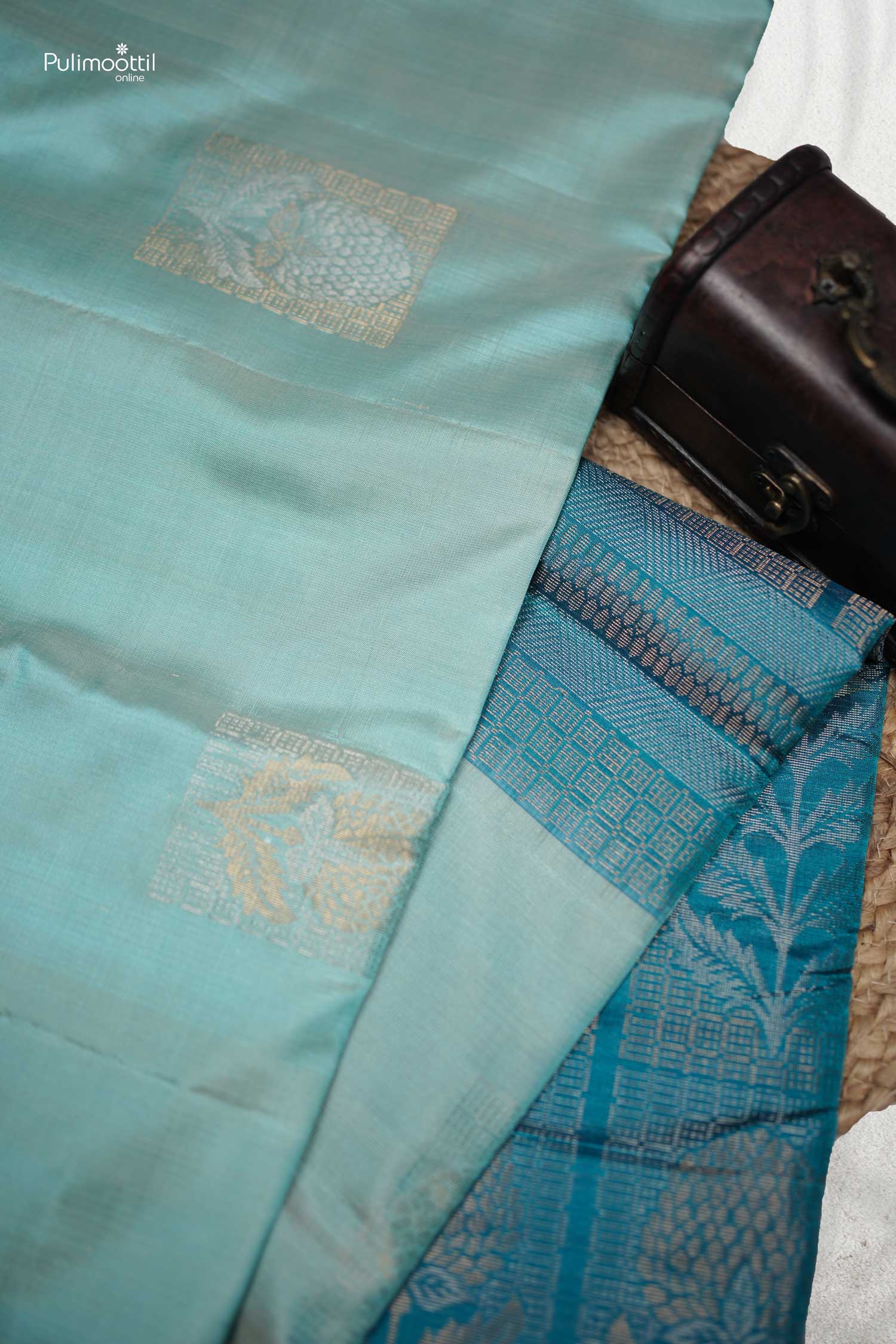 Sea Blue Soft Silk Saree.