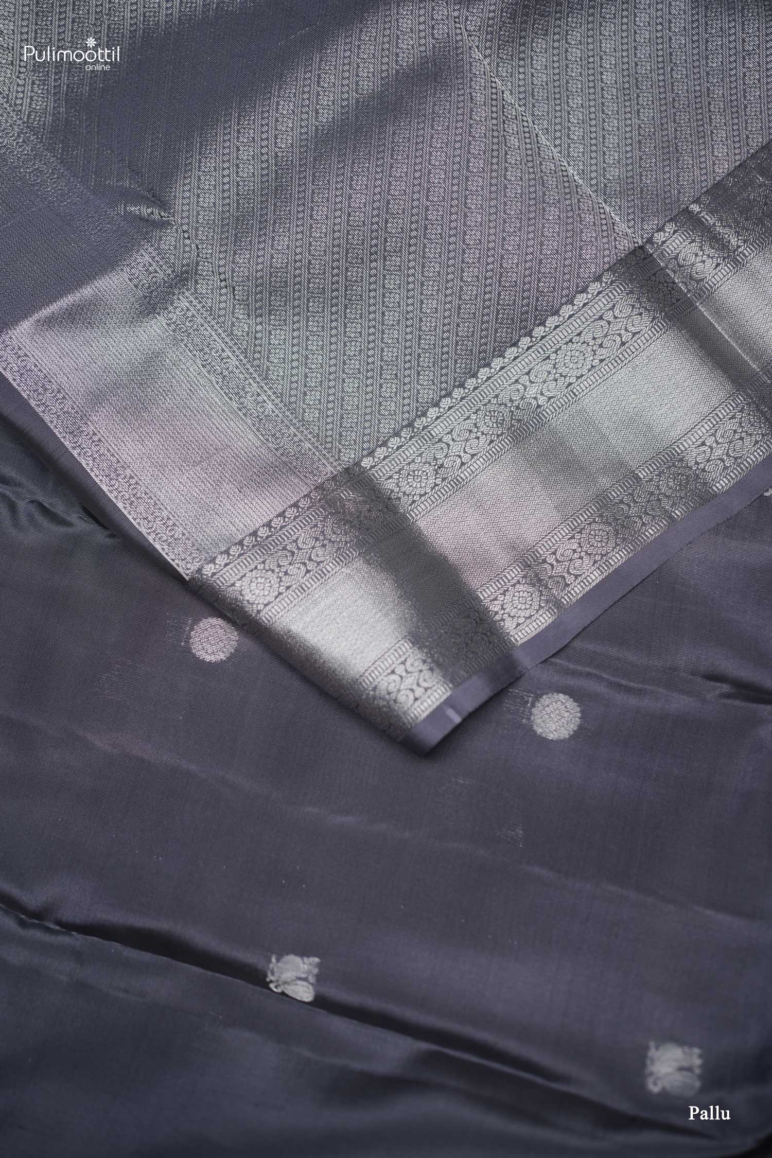Pearl Grey Kanchipuram Saree.