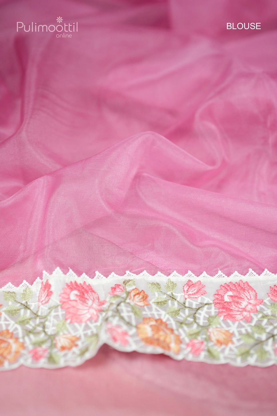 Pastel Pink Colour Organza Fancy Saree