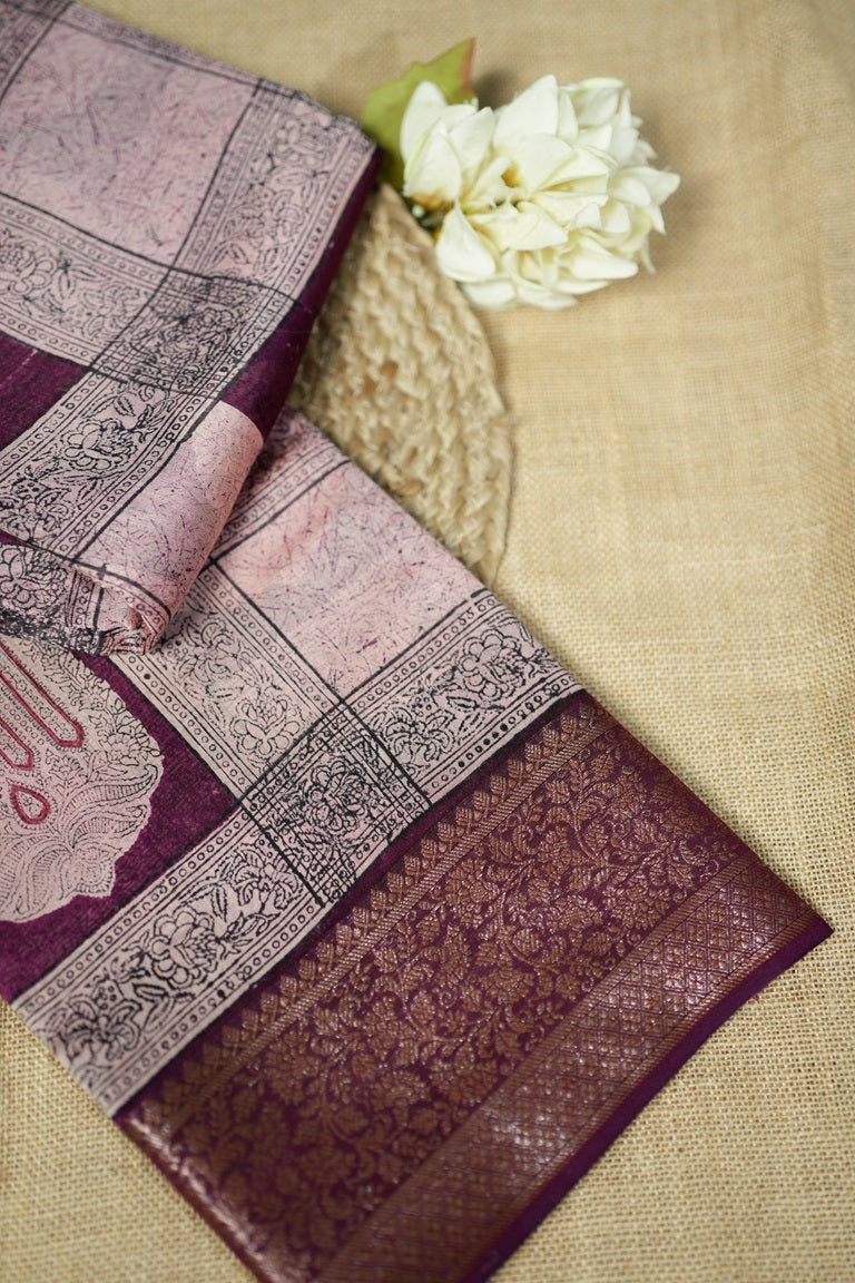 Multicolor semi Chanderi silk saree