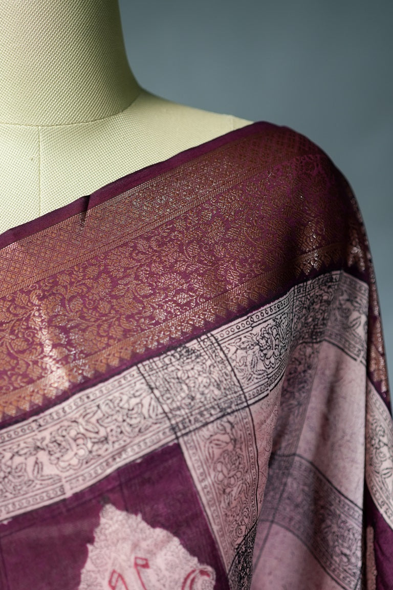 Multicolor semi Chanderi silk saree