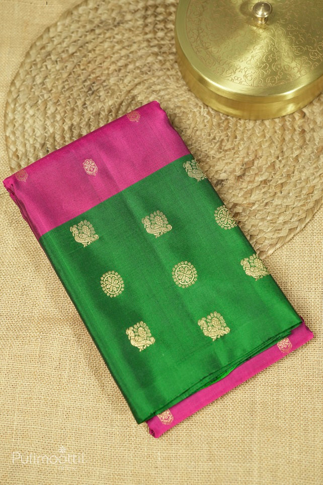 Dark Pink Colour Kanchipuram Soft Silk Saree