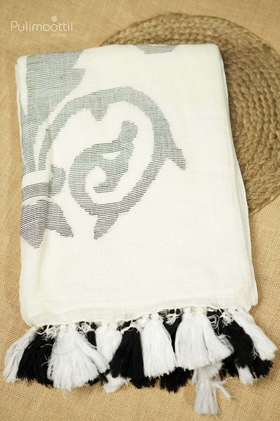 Off White Colour Jute Silk Saree.