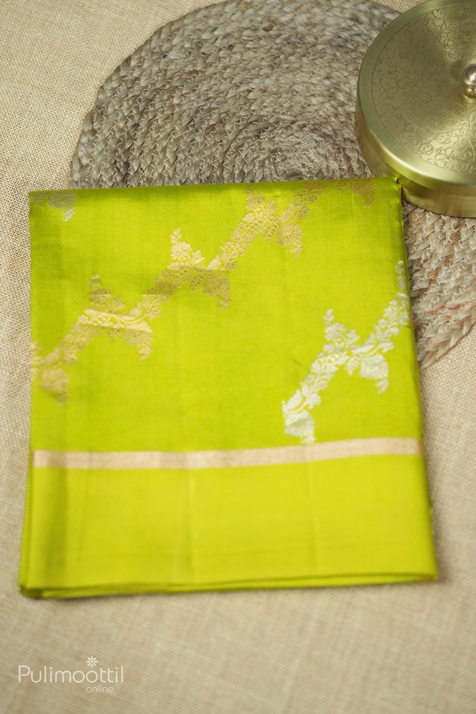 Pear Green Colour Mango Silk Saree