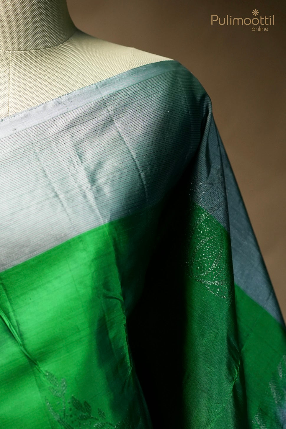 Green-colored Kanchipuram soft silk saree
