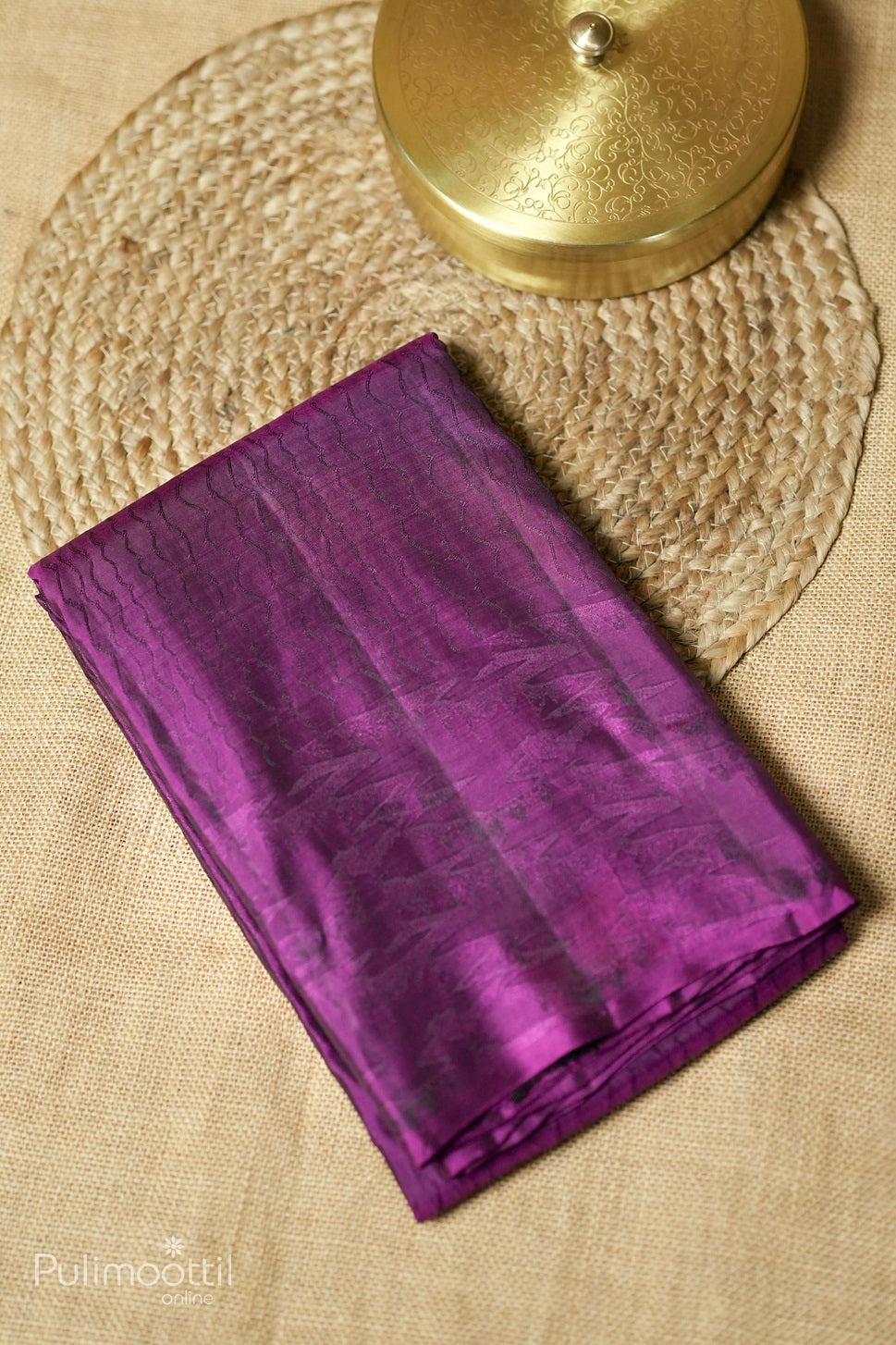Deep violet-colored Kanchipuram soft silk saree