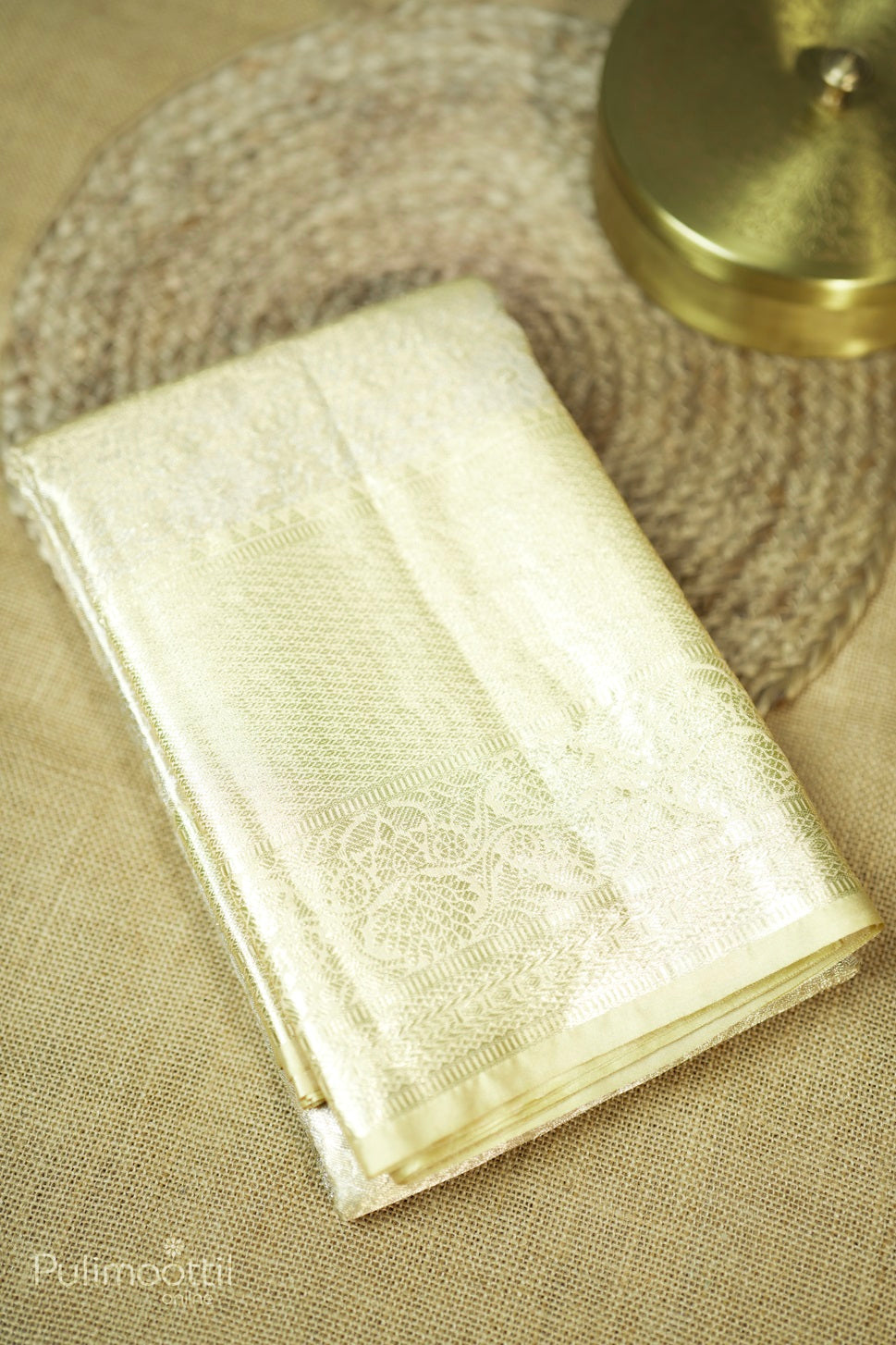 Ivory Colour Semi Brocade Saree