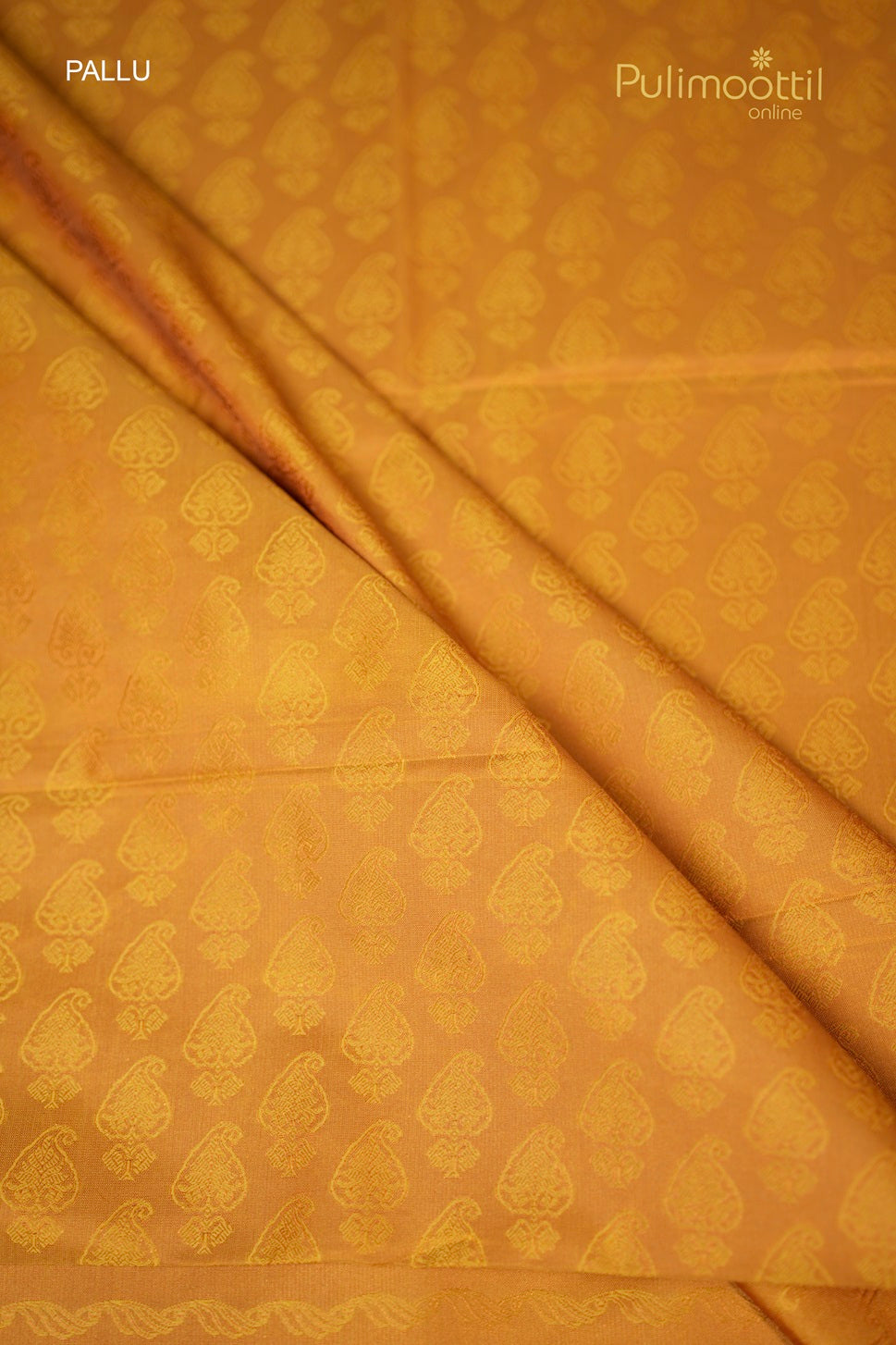 Ochre Colour Self Print Semi Silk Saree.