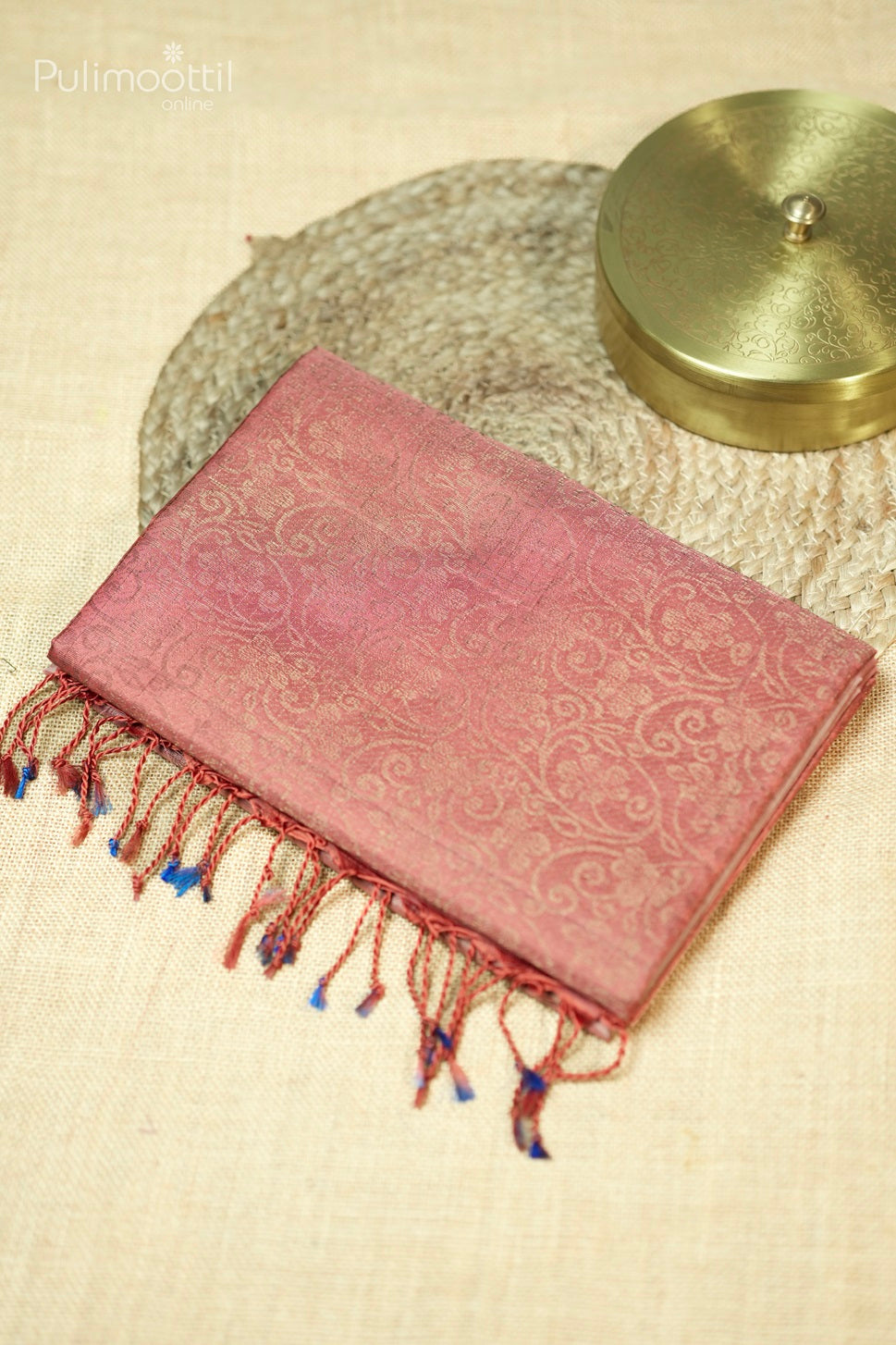 Floral Pastel Peach Colour Kanchipuram Saree