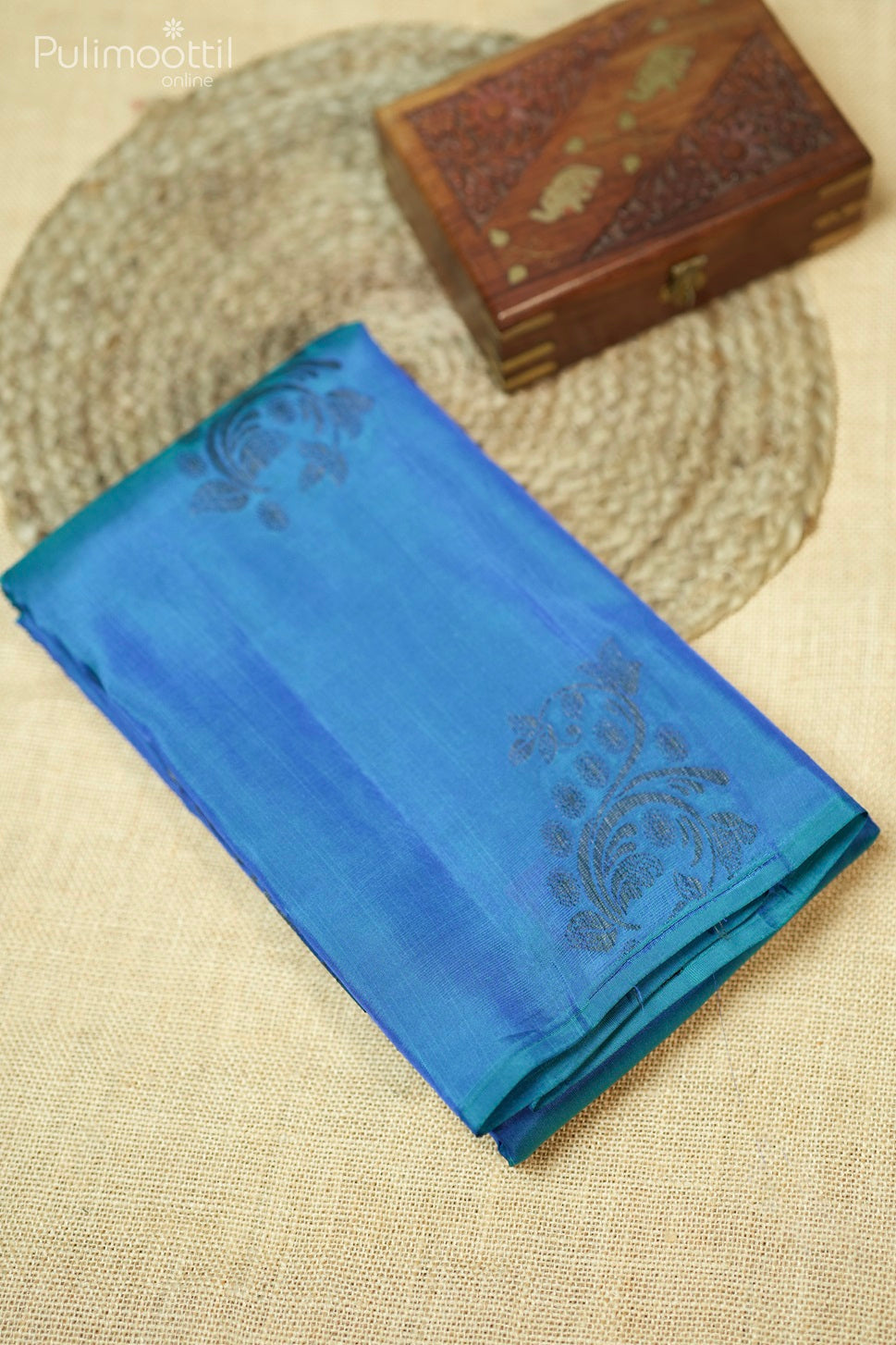 Peacock Blue Colour Semi Kanchipuram Saree