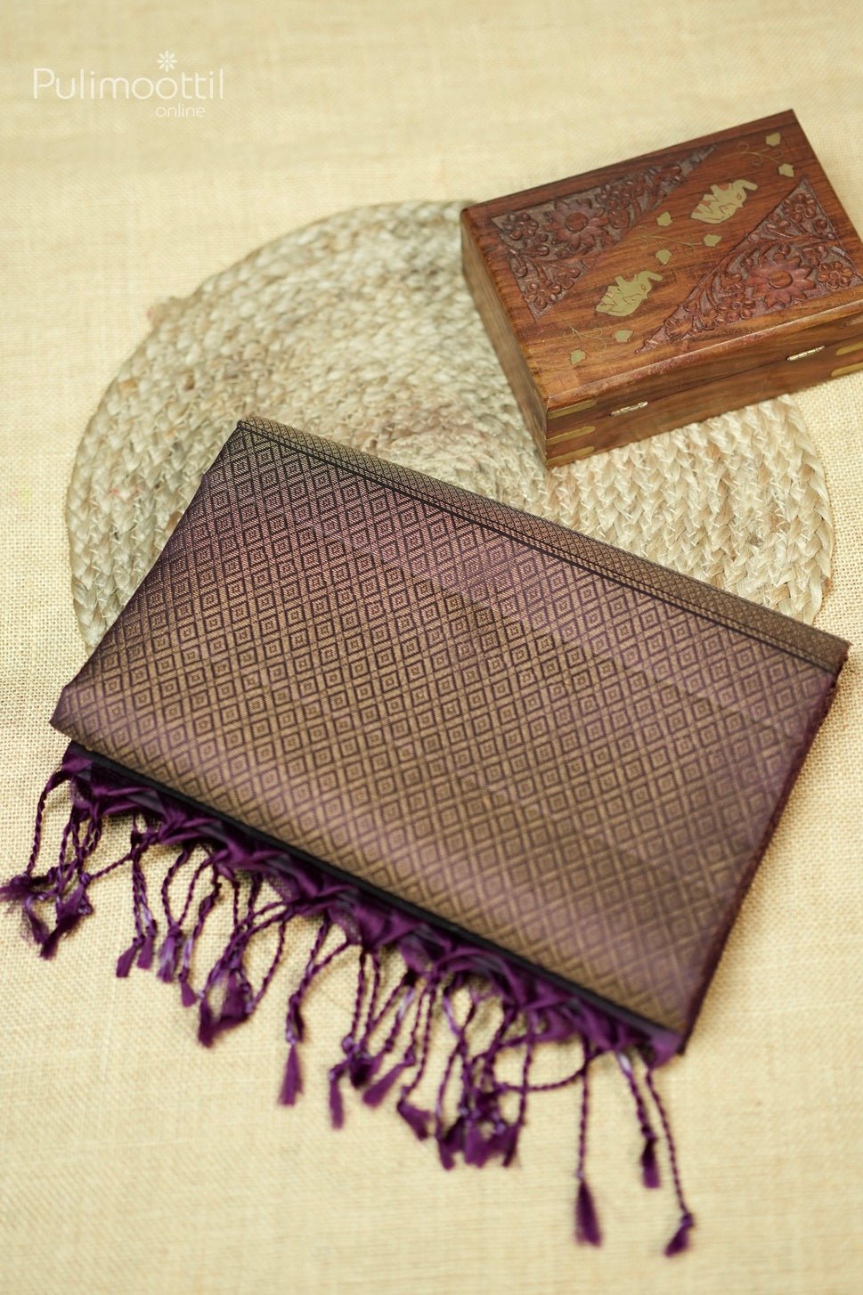 Dark Purple Colour Kanchipuram Soft Silk Saree