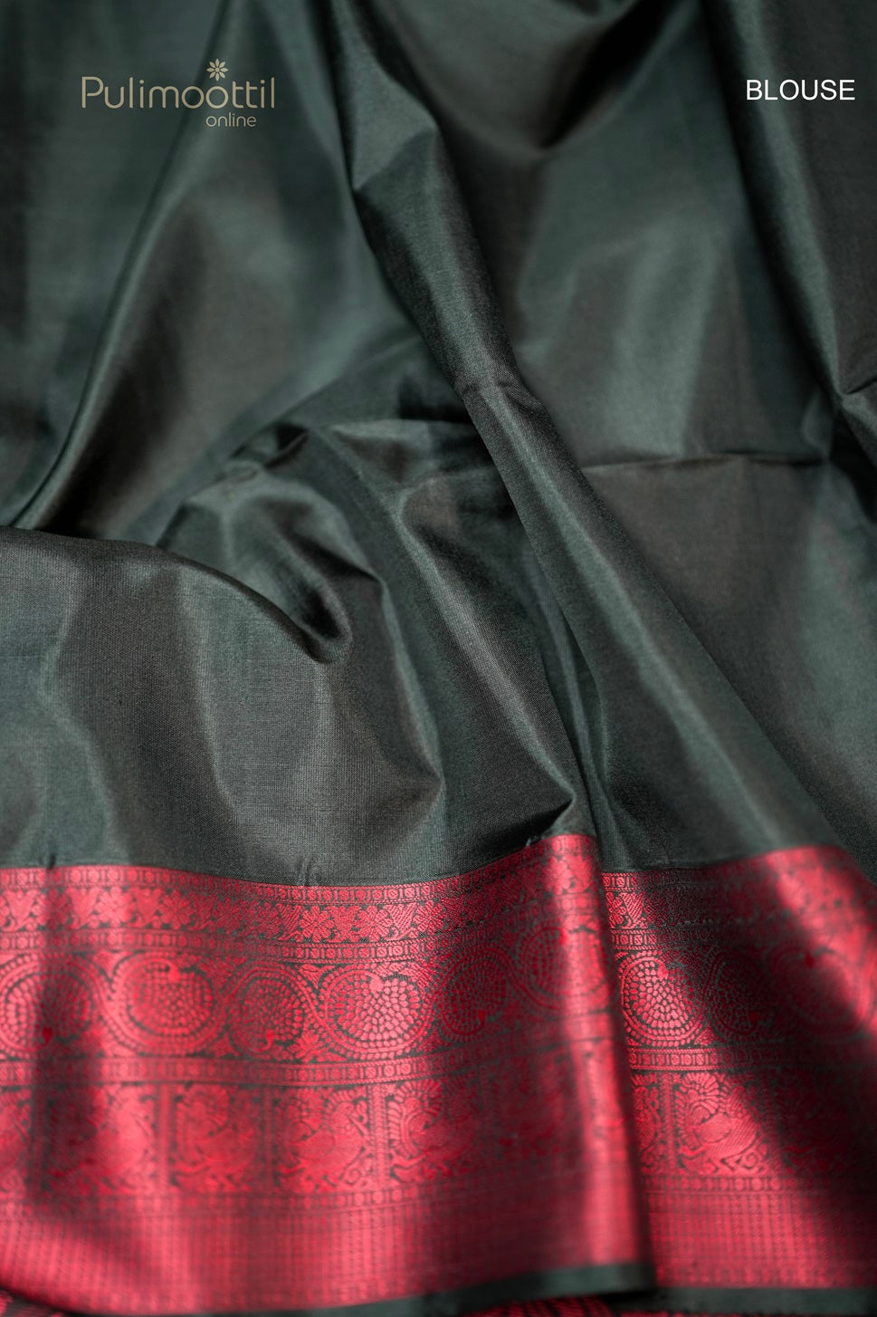 Black Colour Self-Print Kanchipuram Soft Silk Saree