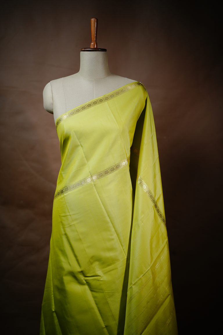 Yellow Green Colour Kanchipuram Soft Silk Saree