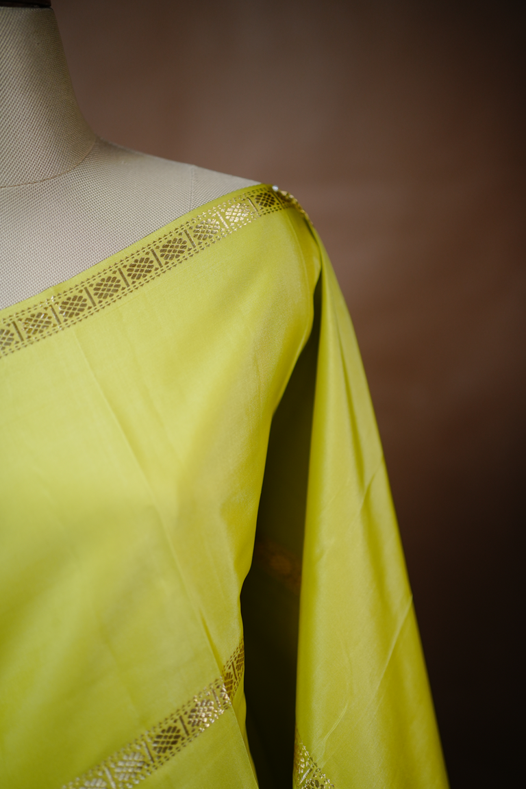 Yellow Green Colour Kanchipuram Soft Silk Saree