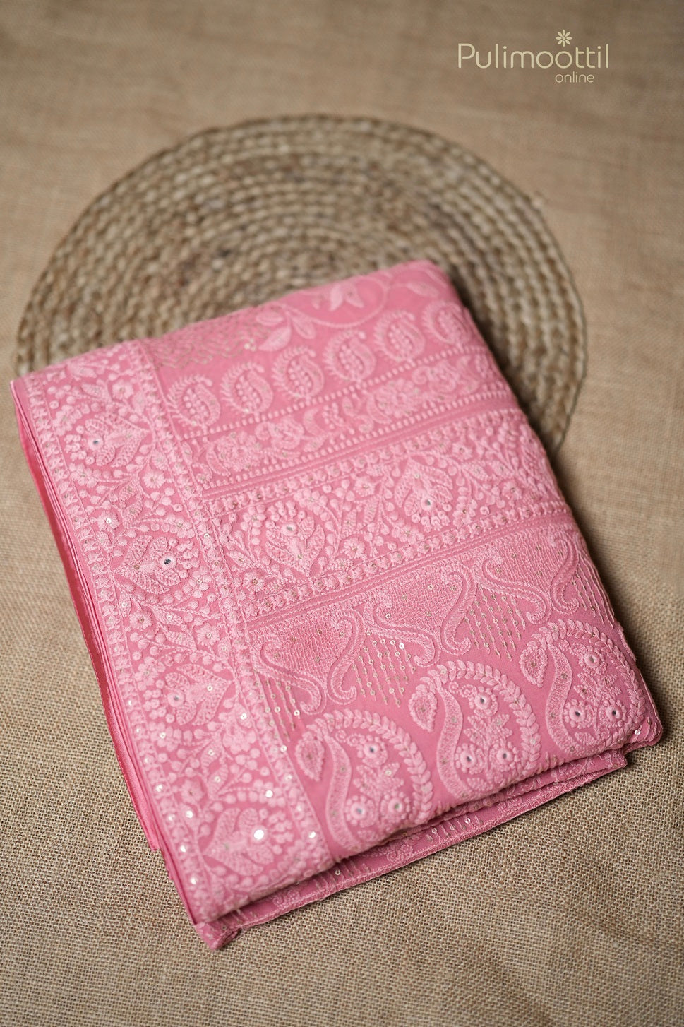 Peach Pink Colour Georgette Fancy Saree