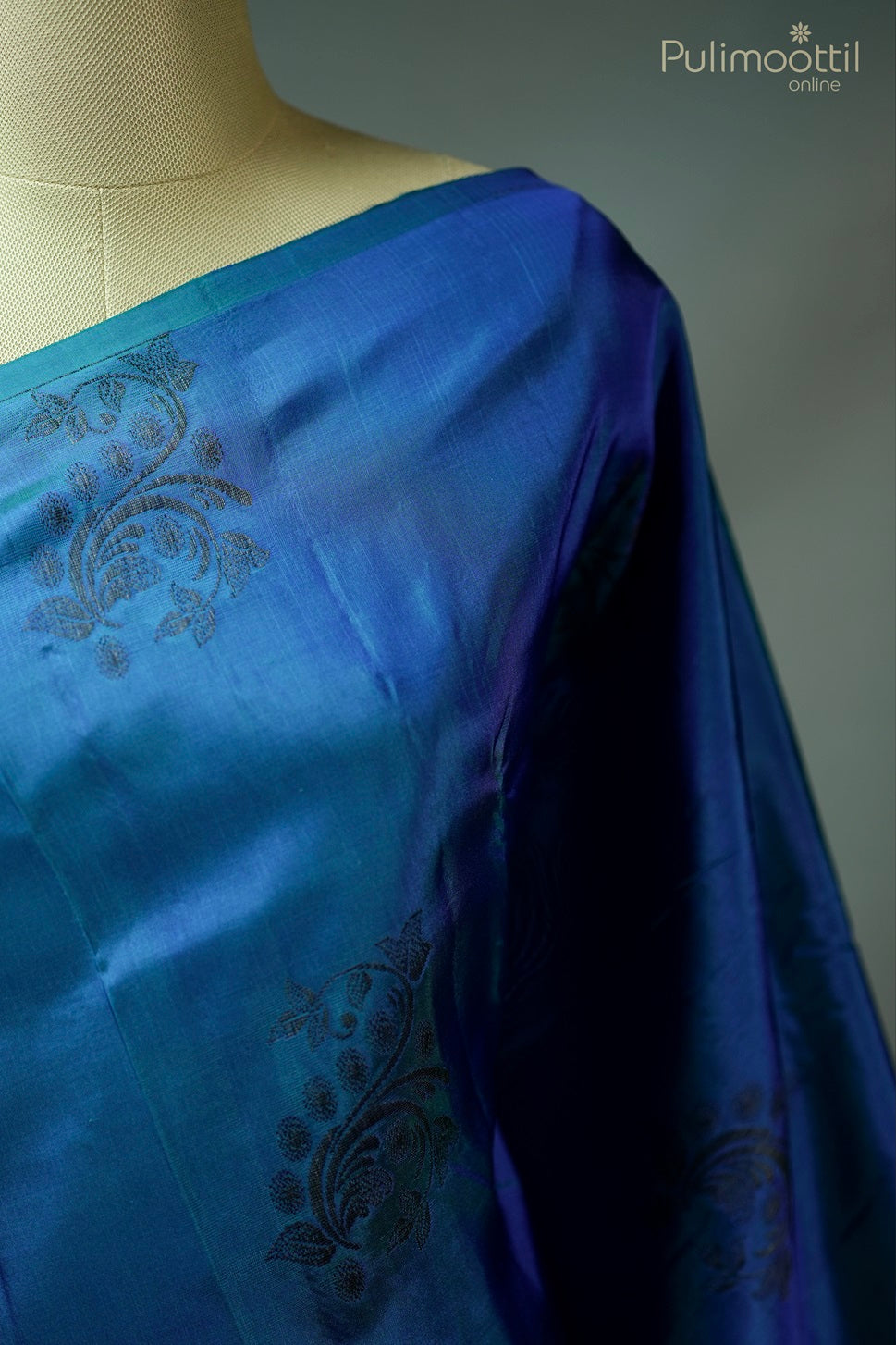 Peacock Blue Colour Semi Kanchipuram Saree