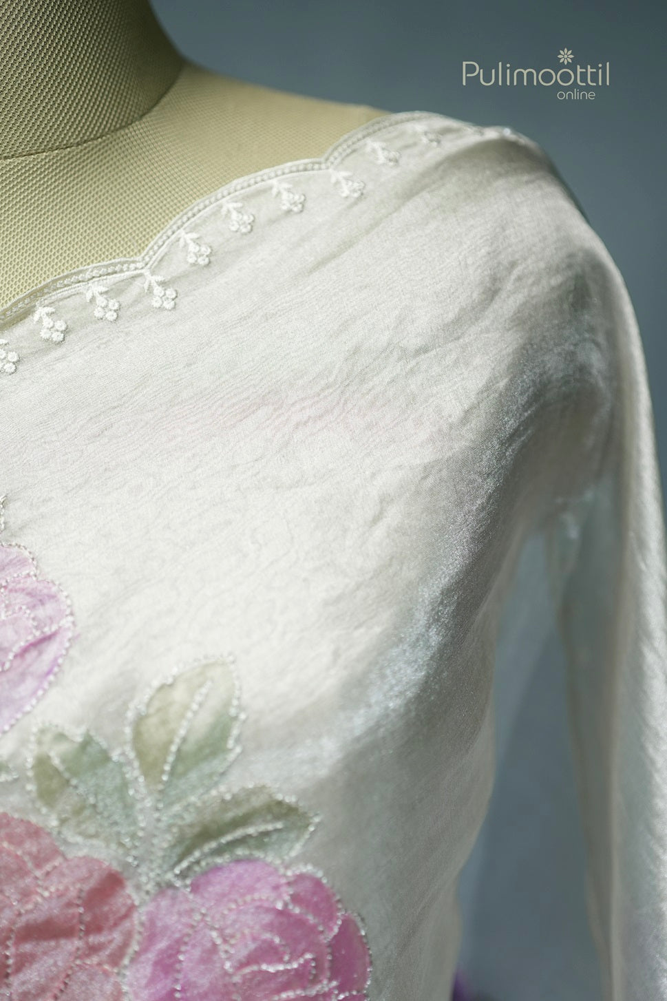 Ivory Colour Tissue Organza Fancy Saree