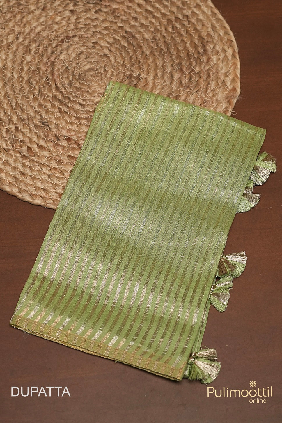 Pista Green Chanderi Unstitched Salwar Set