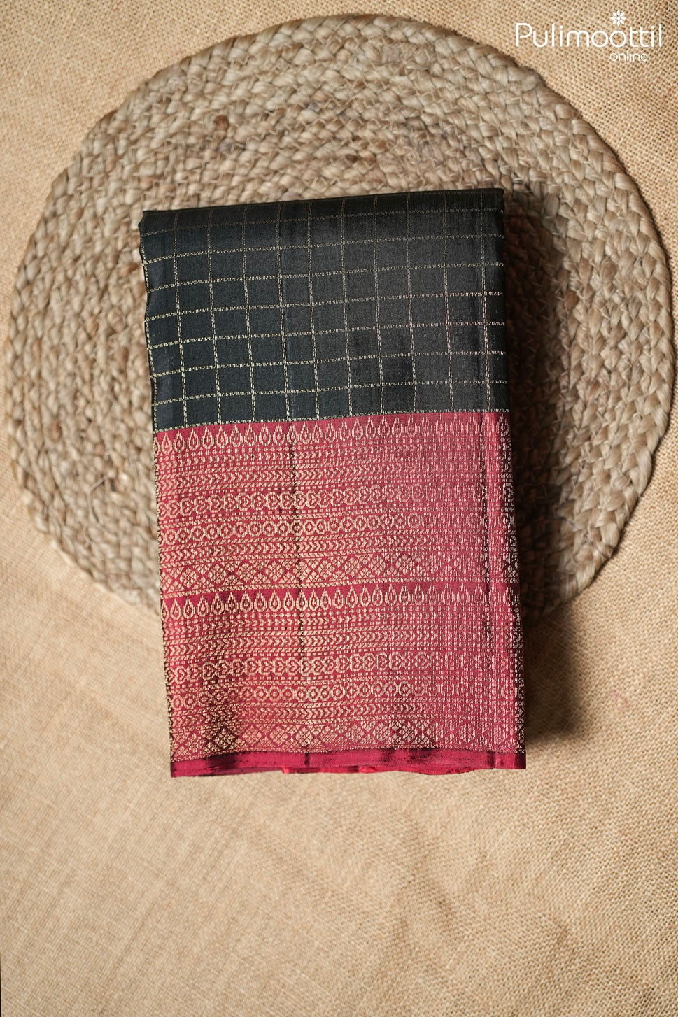 Black color Kanchipuram designer saree