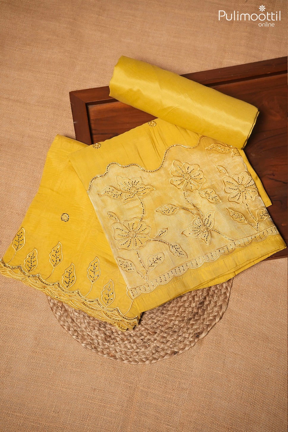 OLIVE GREEN BLENDED CHANDERI UNSTITCHED SALWAR SET