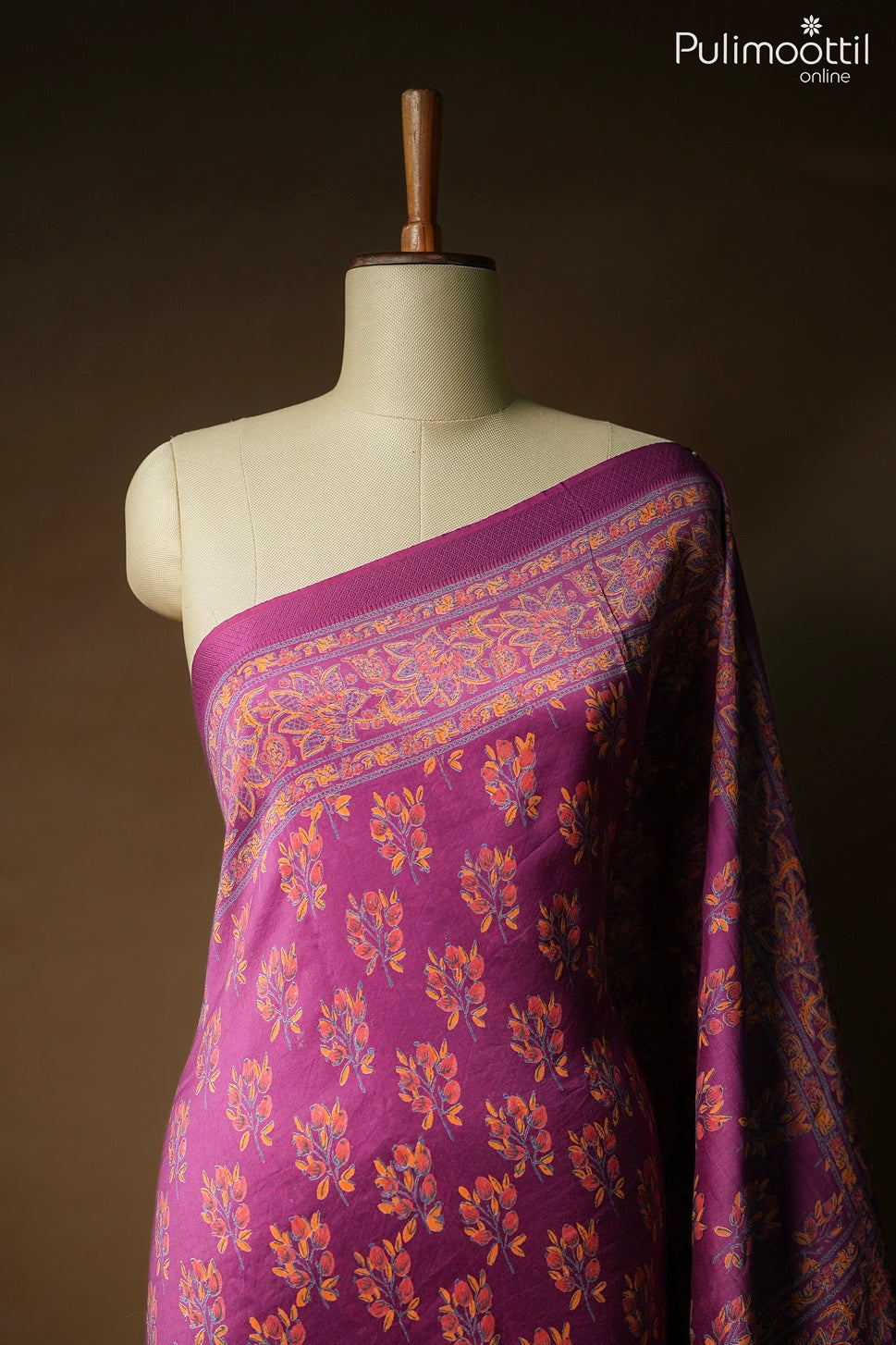 Dark pink color Maheshwari cotton saree