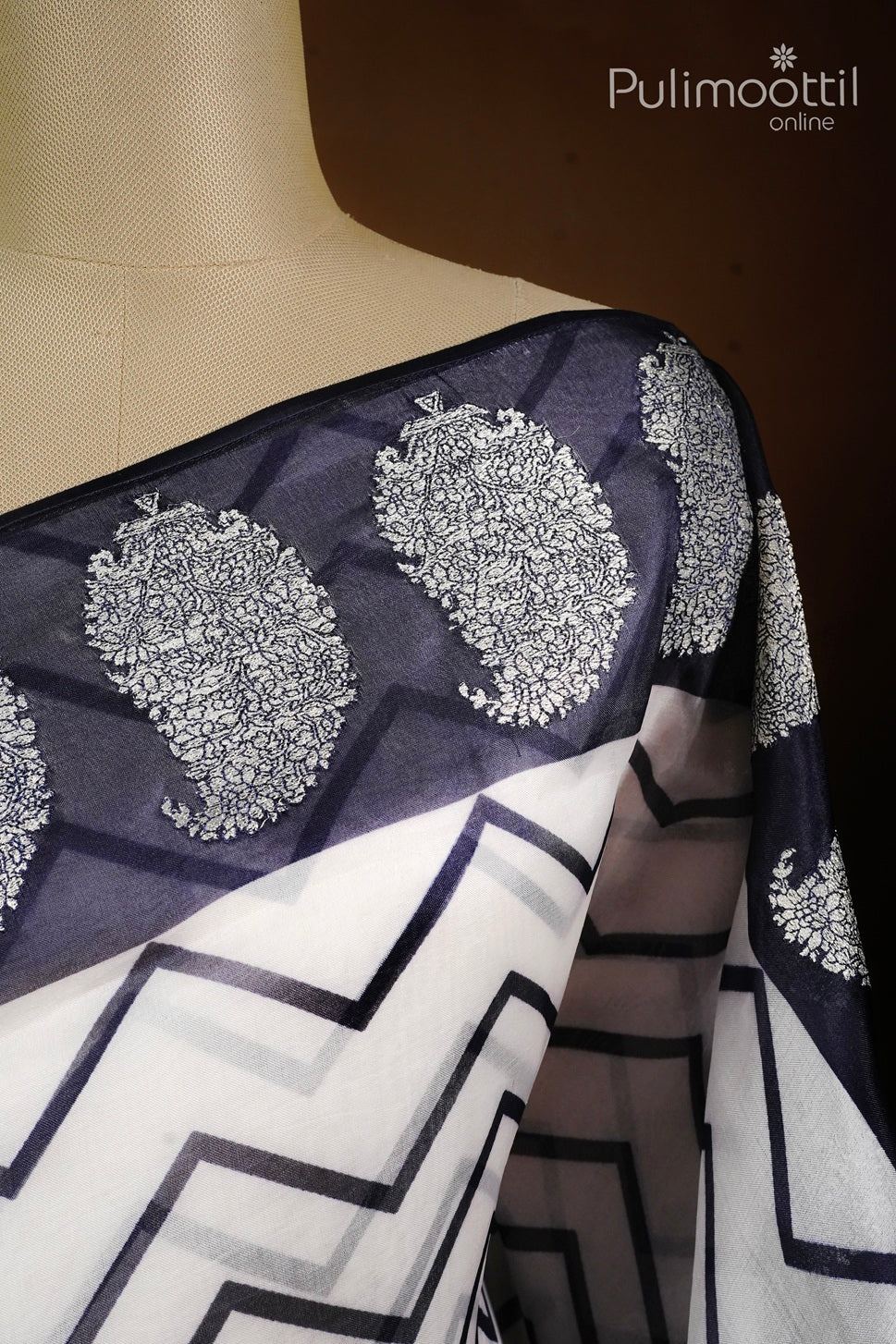 White color organza fancy saree