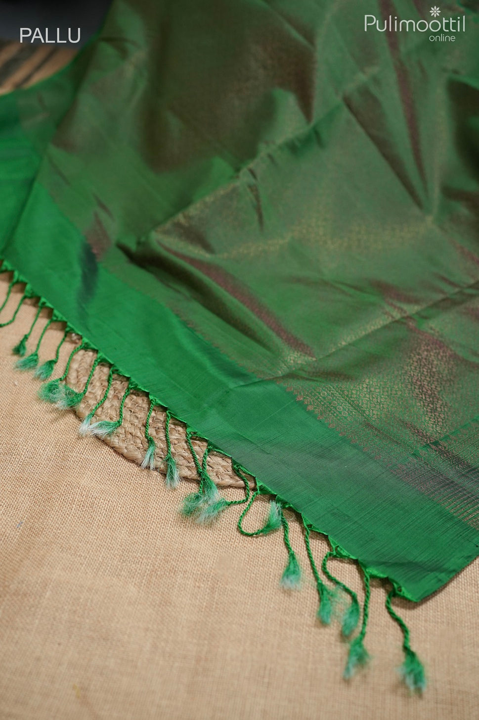 Bottle green color Kanchipuram designer saree
