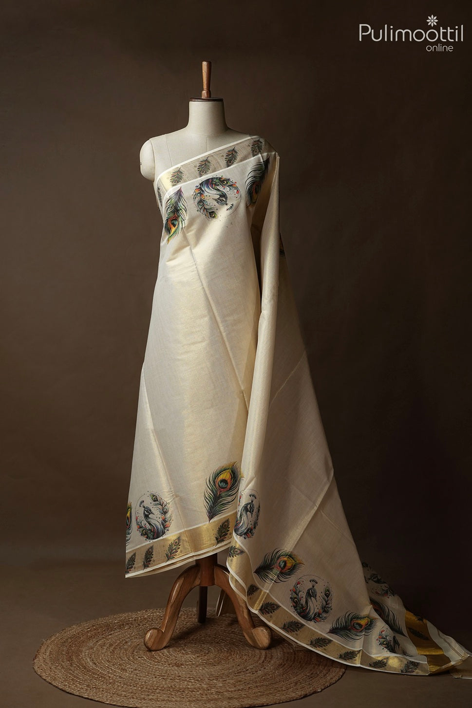 Kerala Traditional Golden Tissue Set Saree