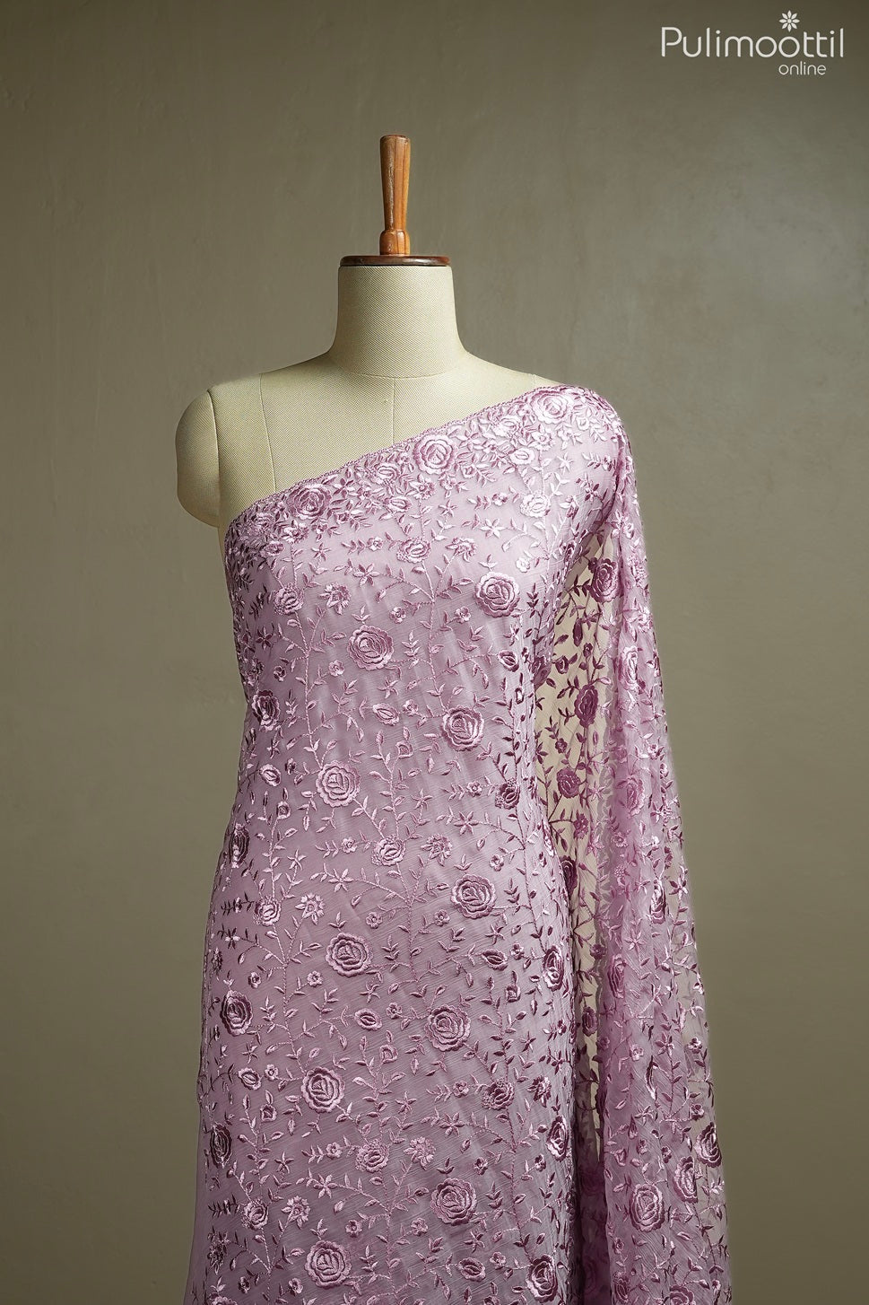 Light onion pink color crushed organza fancy saree