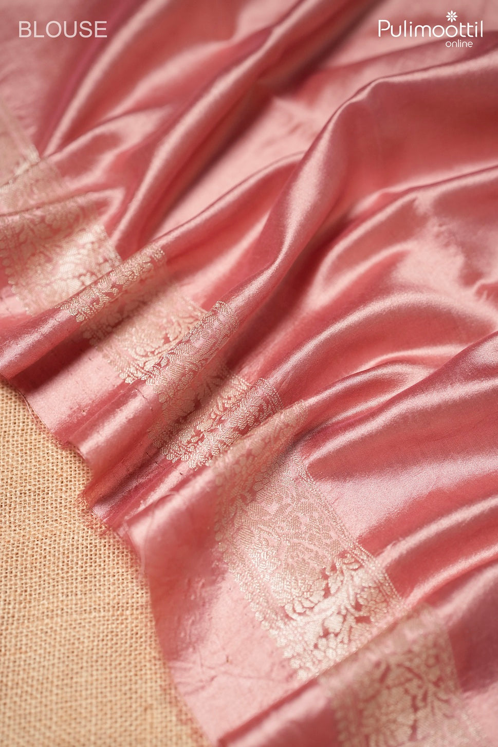 Dusty peach color Chiniya silk saree